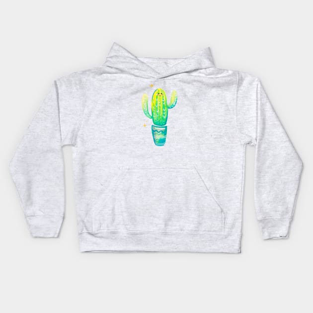 Cute Green Cactus Kids Hoodie by Leonie Jonk